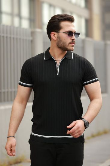 Erkek Fermuarlı Yakalı Kısa Kollu T-shirt resmi